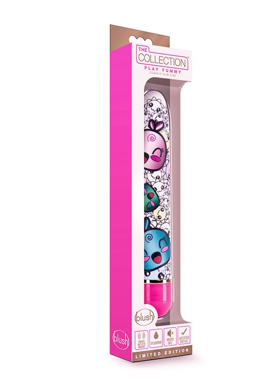 Яркий вибромассажёр с принтом Play Yummy - 17,8 см. 2