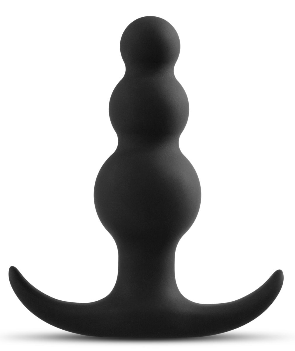 Чёрная фигурная анальная пробка Beaded Plug - 7,6 см. 1