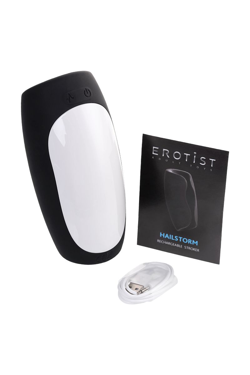 Черно-белый перезаряжаемый мастурбатор Erotist Hailstorm 6