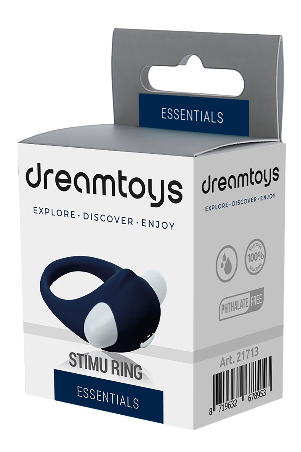 Гладкое синее эрекционное виброкольцо Stimu Ring 2