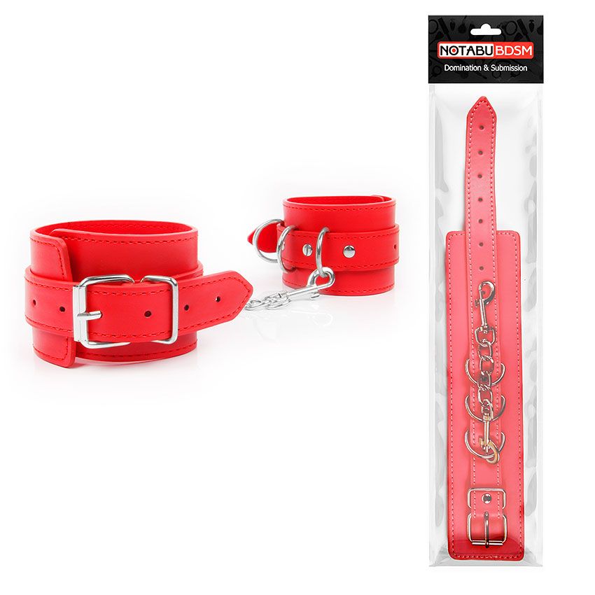 Красные оковы на регулируемых пряжках с карабином 2