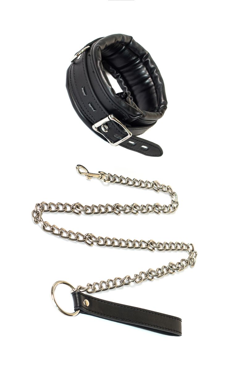 Черный ошейник Fetish с поводком 2