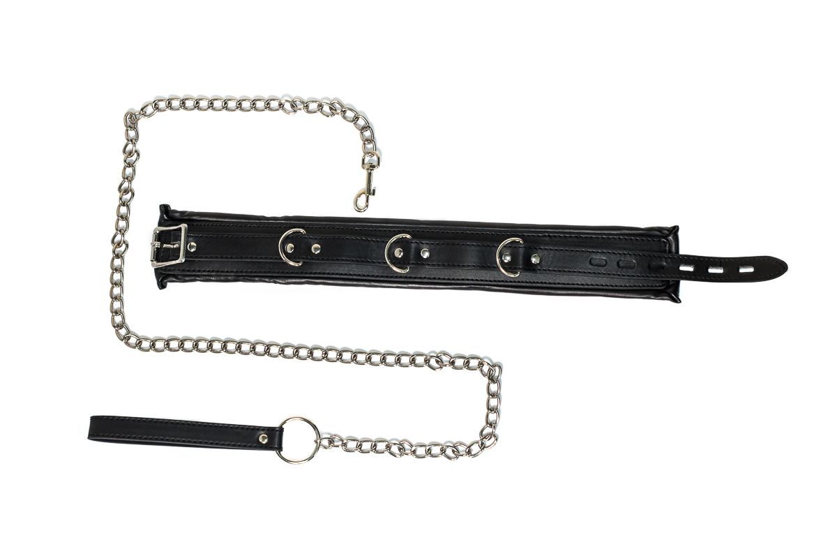Черный ошейник Fetish с поводком 3