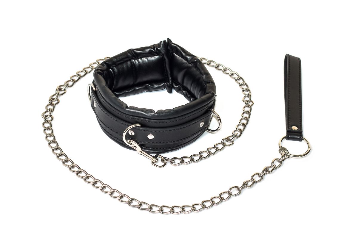 Черный ошейник Fetish с поводком 1