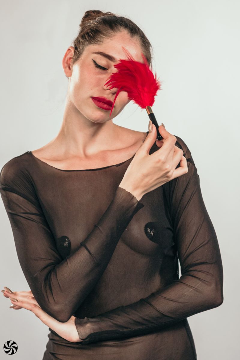 Красный перьевой тиклер Plume - 23 см. 6