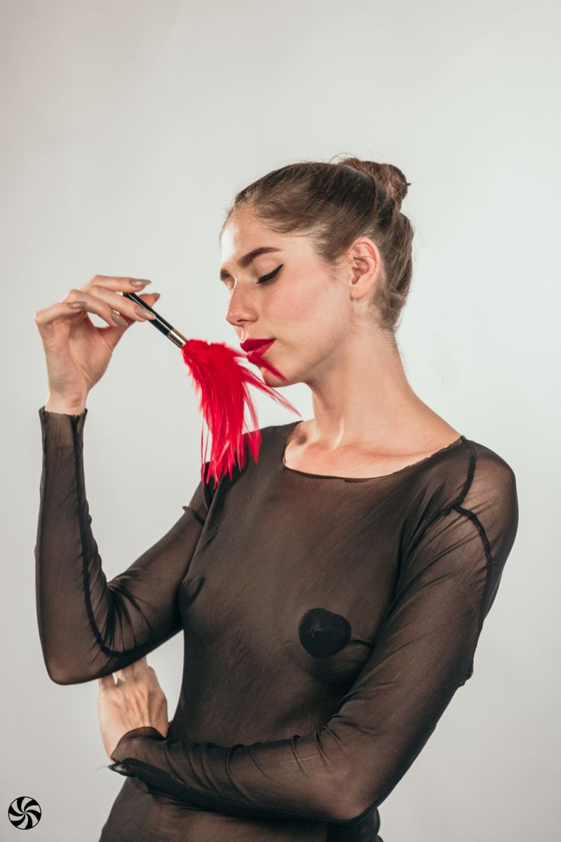 Красный перьевой тиклер Plume - 23 см. 7