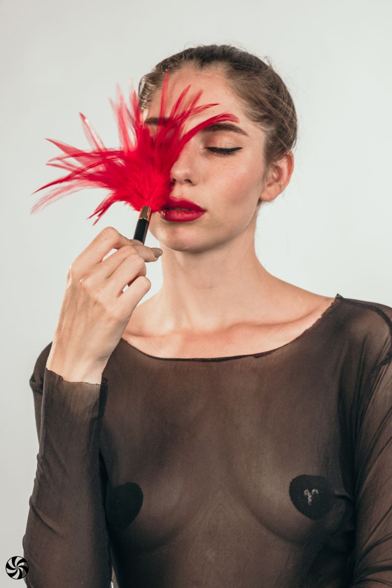 Красный перьевой тиклер Plume - 23 см. 8