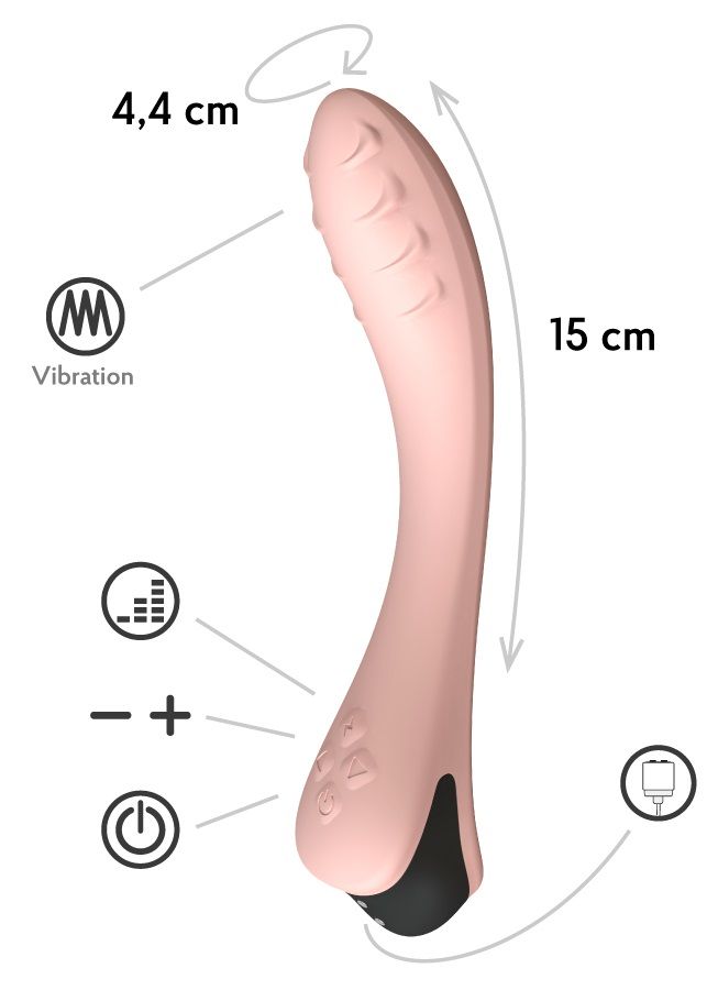 Персиковый вибратор для G-точки Apus - 19 см. 2