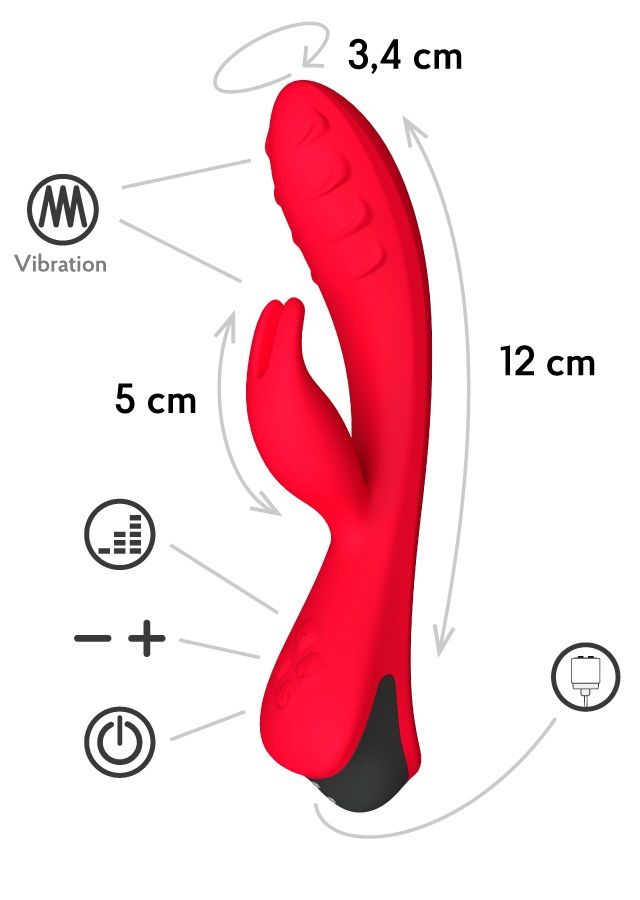 Красный вибратор-кролик Lepus с ребрышками 2