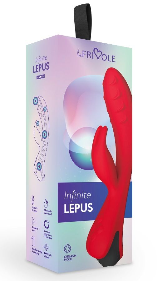 Красный вибратор-кролик Lepus с ребрышками 3