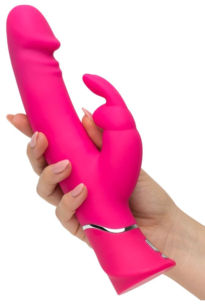 Розовый вибратор-кролик Realistic Dual Density Rechargeable Rabbit Vibrator - 25,5 см. 4