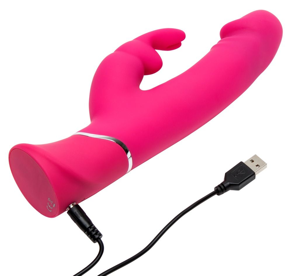 Розовый вибратор-кролик Realistic Dual Density Rechargeable Rabbit Vibrator - 25,5 см. 5