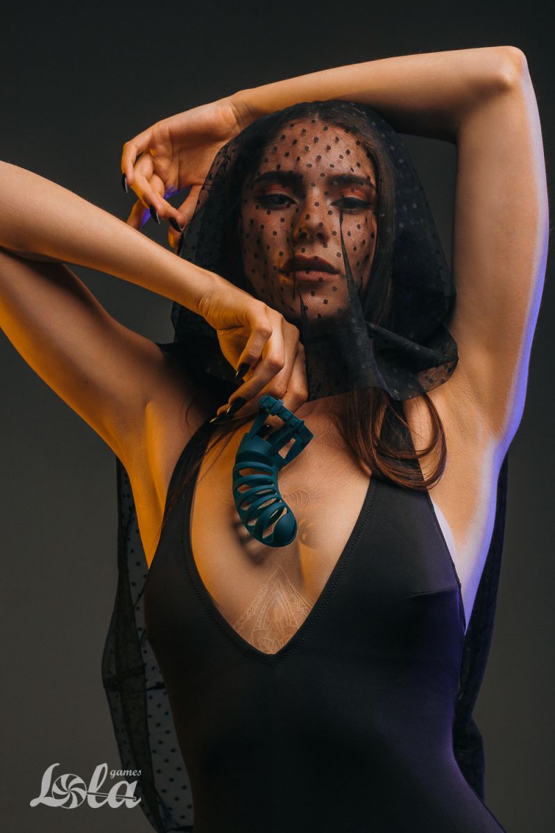 Мужской пояс верности зеленого цвета Romello 9