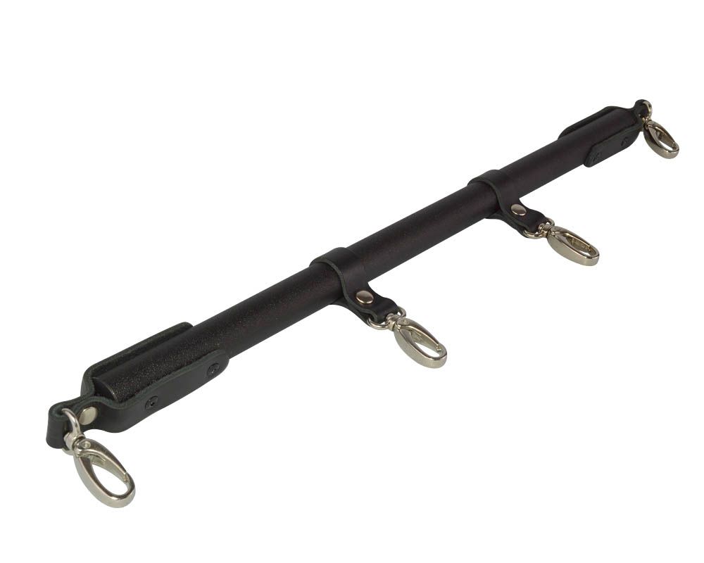 Черная металлическая распорка с кожаными ремешками и карабинами - 50 см. 1