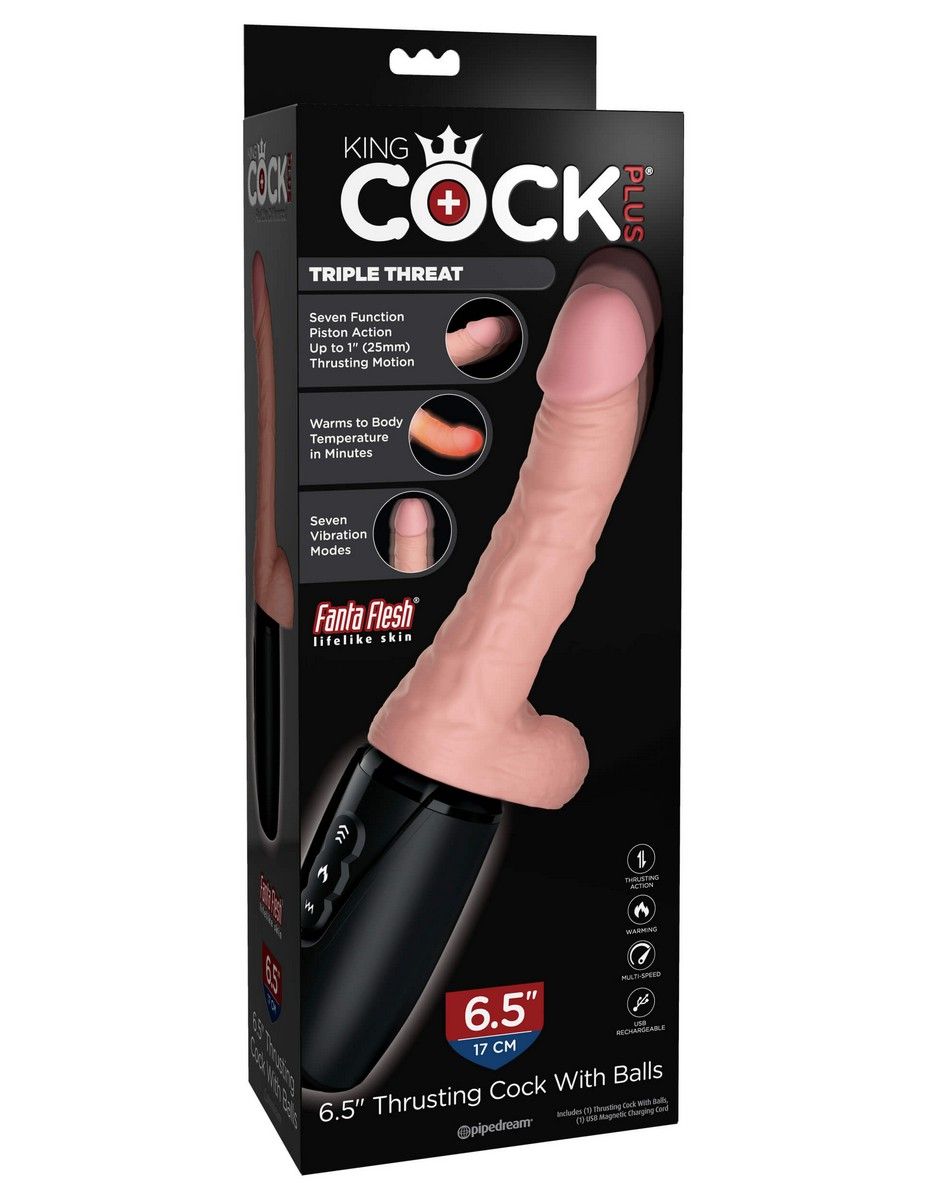 Хай-тек вибратор с функцией толкания 6.5 Thrusting Cock With Balls 2