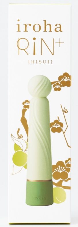 Салатовый вибратор с шаровидной мягкой головкой IROHA Rin+ Hisui - 16 см. 2