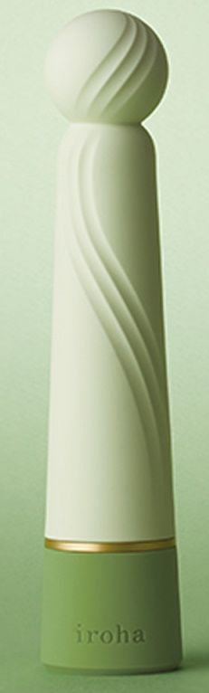 Салатовый вибратор с шаровидной мягкой головкой IROHA Rin+ Hisui - 16 см. 1