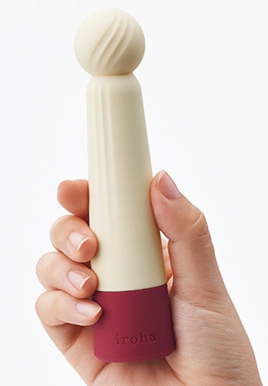 Бежевый вибратор с шаровидной мягкой головкой IROHA Rin Akane - 14,8 см. 2