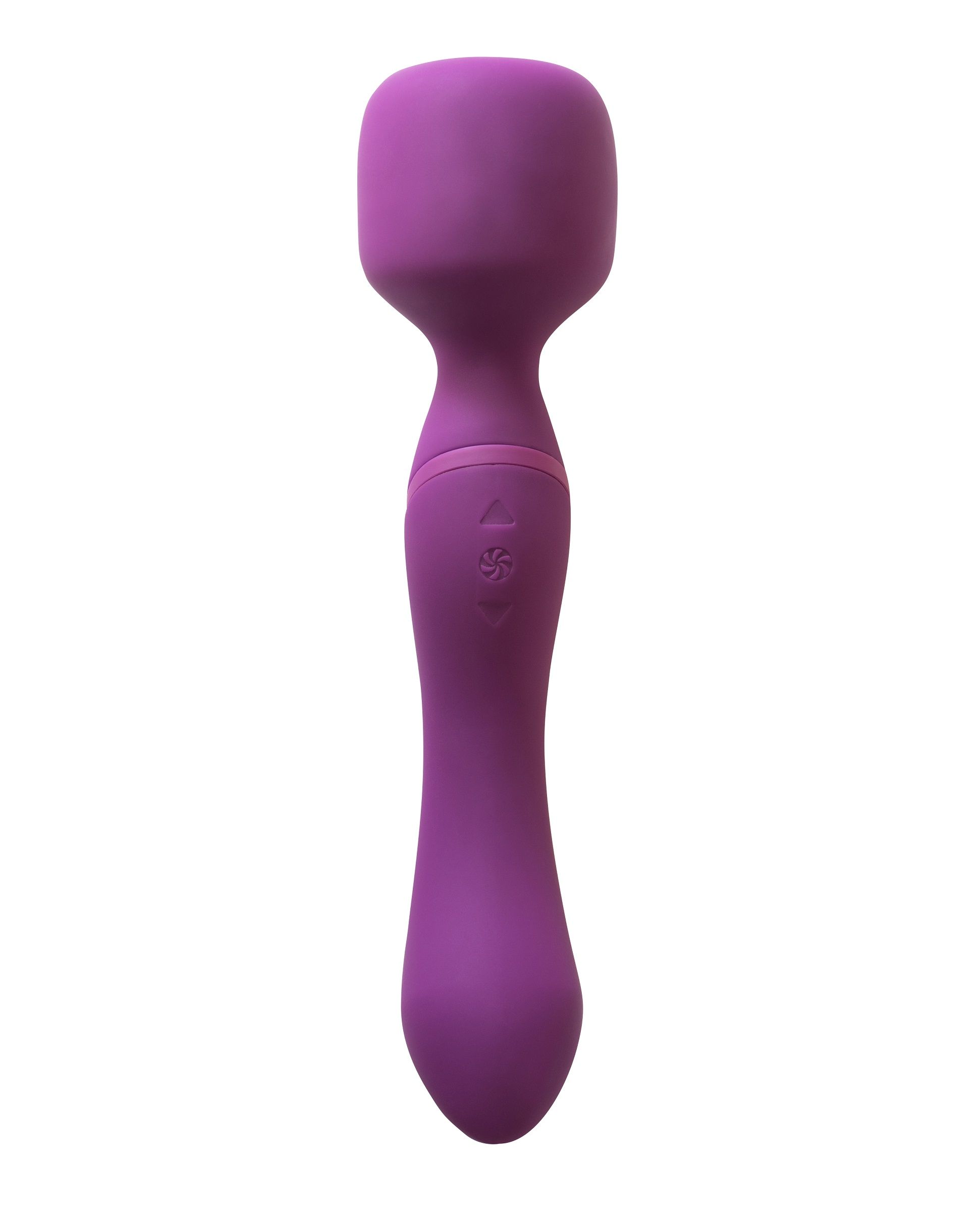 Фиолетовый двусторонний вибромассажер Heating Wand с нагревом - 22 см. 2