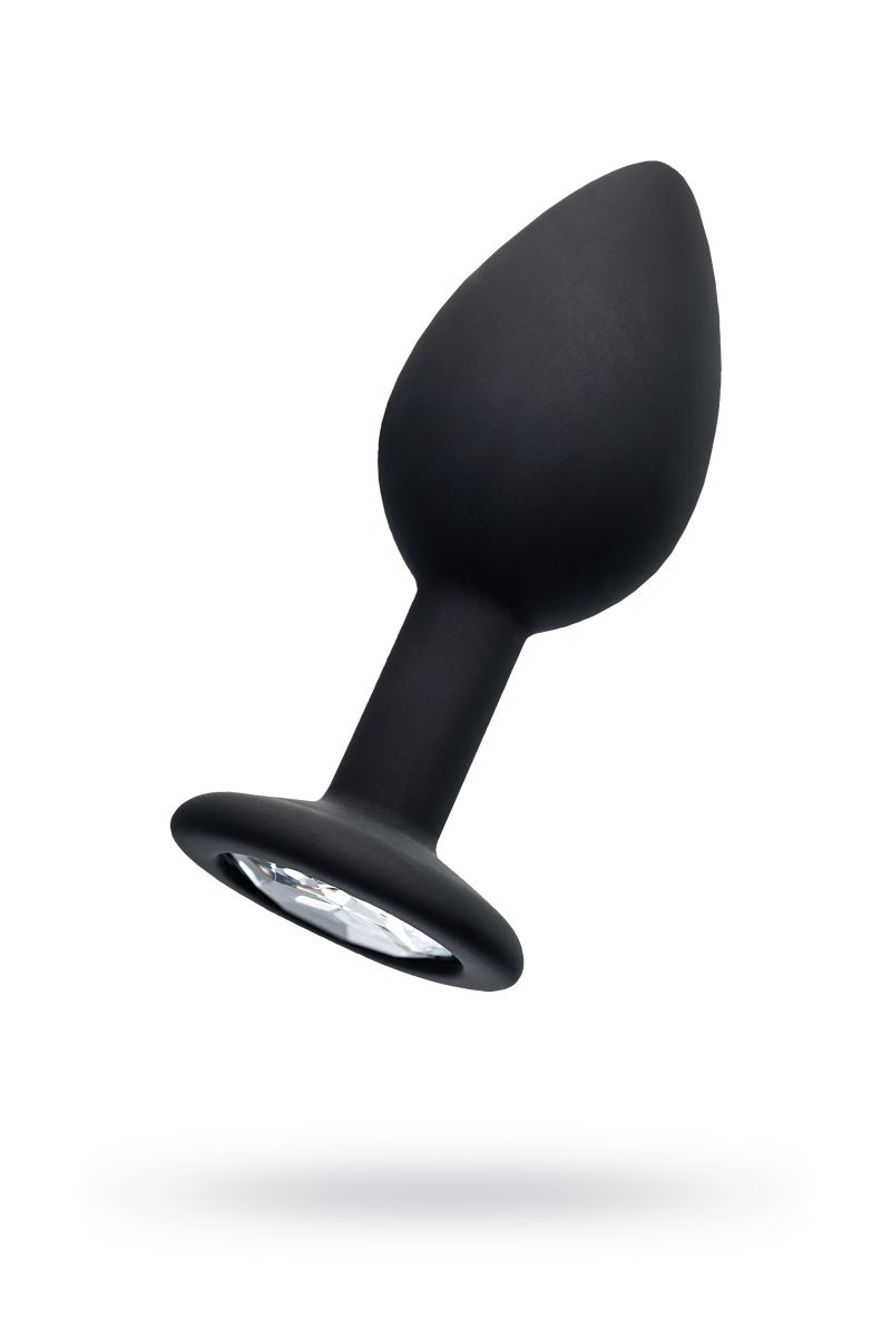 Черная анальная втулка с прозрачным стразом - 7,2 см. 2