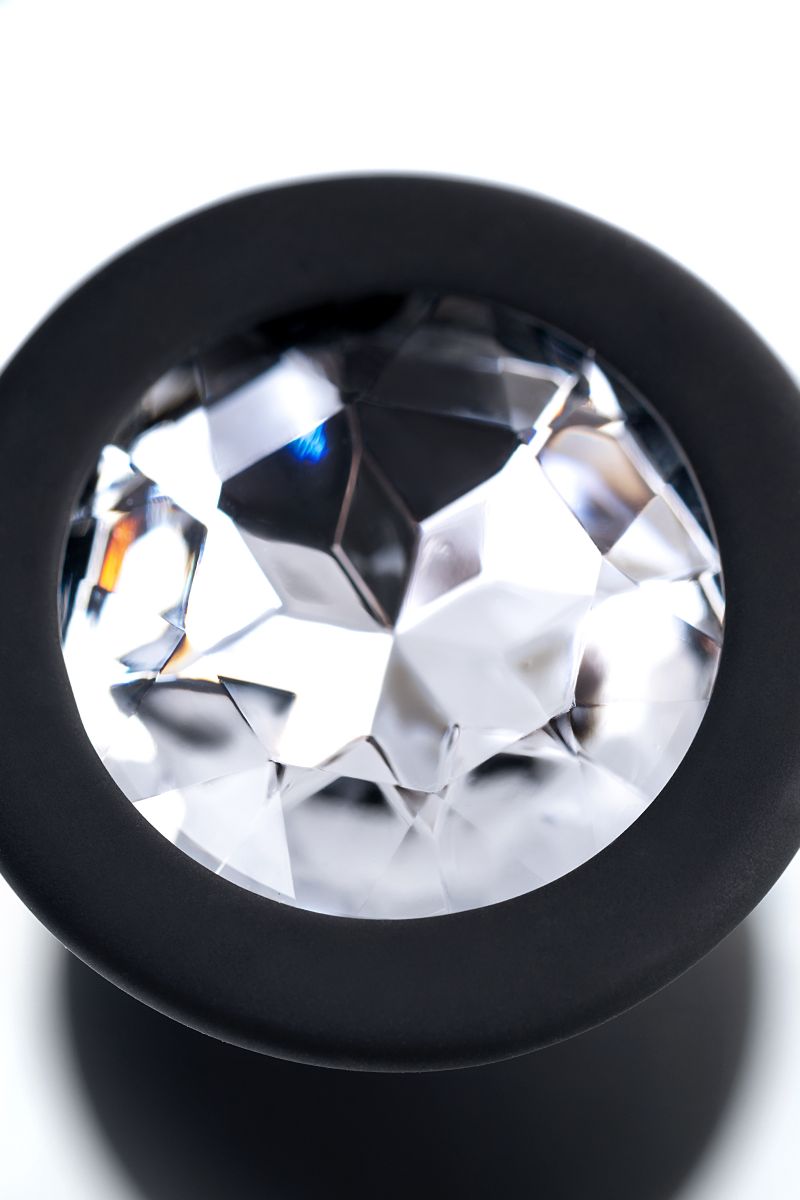 Черная анальная втулка с прозрачным стразом - 7,2 см. 9