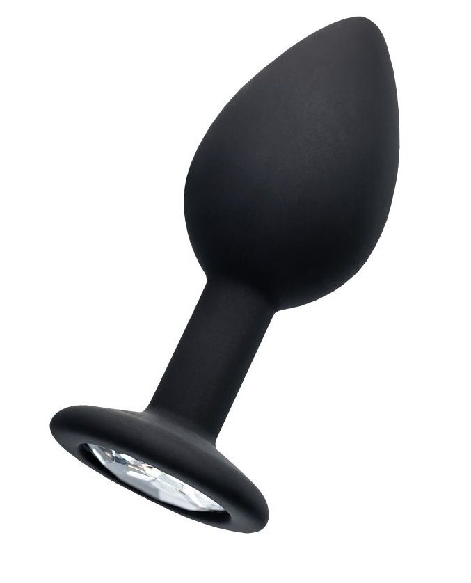 Черная анальная втулка с прозрачным стразом - 7,2 см. 1