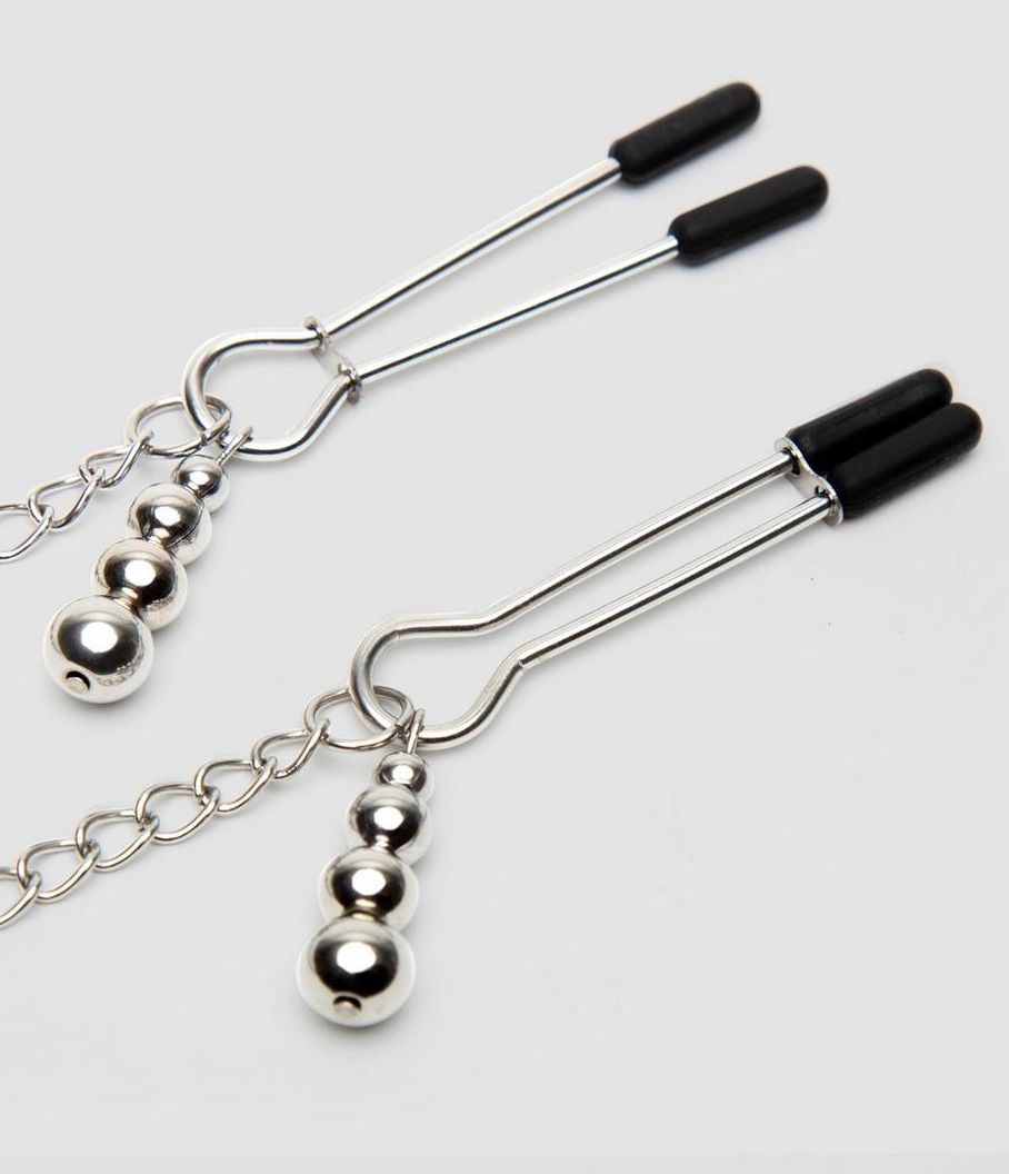 Атласный ошейник с зажимами для сосков Play Nice 2