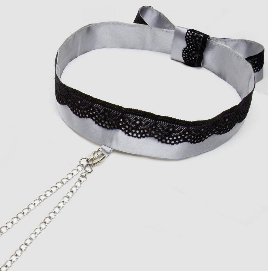 Атласный ошейник с зажимами для сосков Play Nice 3