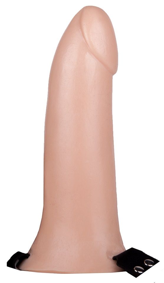 Пустотелый реалистичный фаллопротез на ремешках с заклепками - 17 см. 1