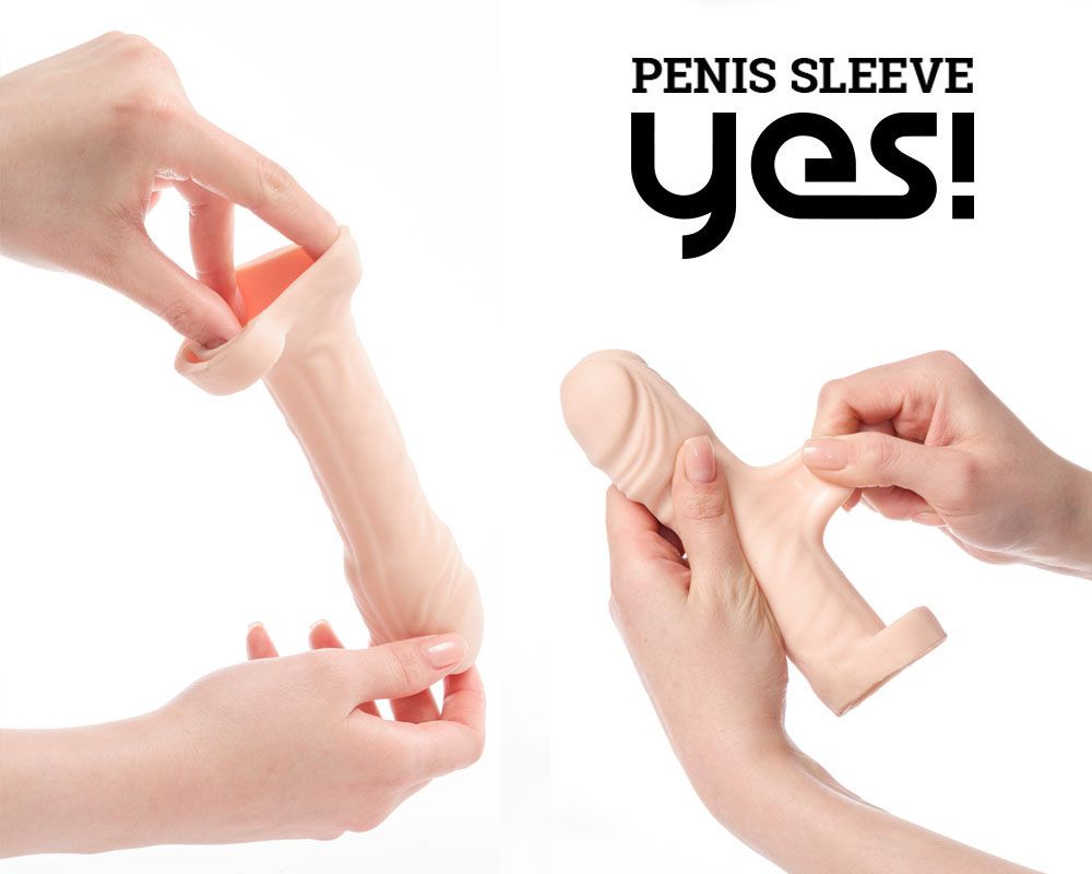 Телесная насадка-удлинитель со вставкой размера L - 16 см. 2