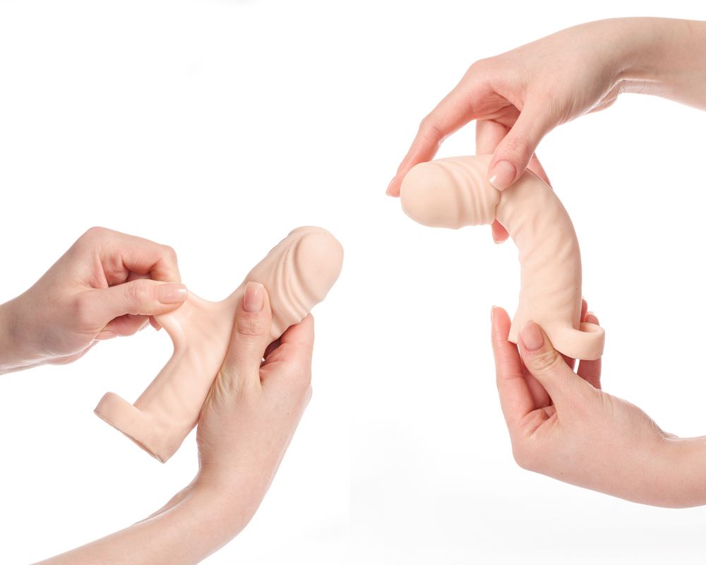 Телесная насадка-удлинитель со вставкой размера S - 16 см. 3