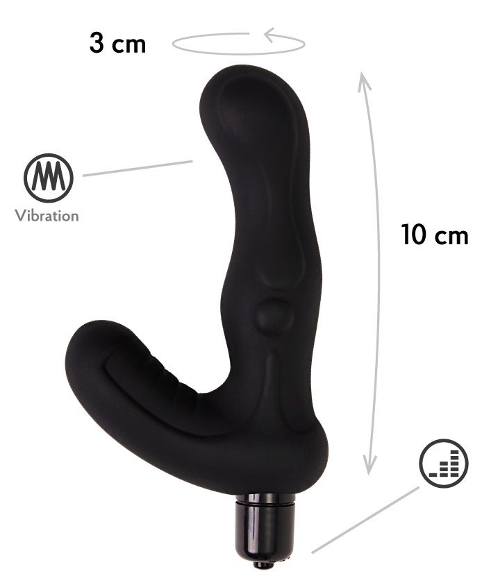 Черный вибромассажер простаты Titan - 15 см. 2