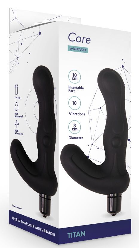 Черный вибромассажер простаты Titan - 15 см. 3