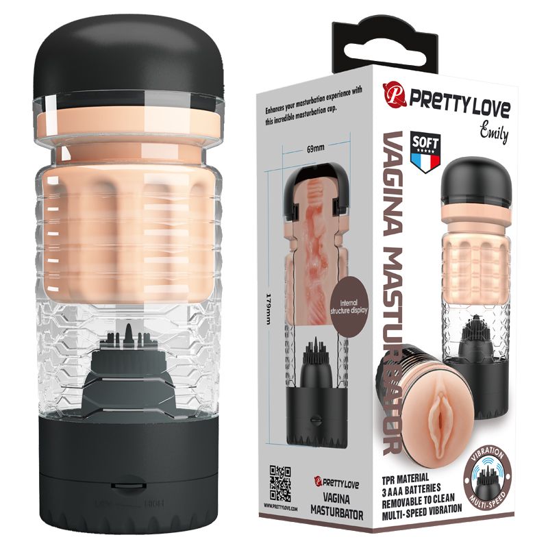 Вибромастурбатор-вагина Emily в черной колбе 2