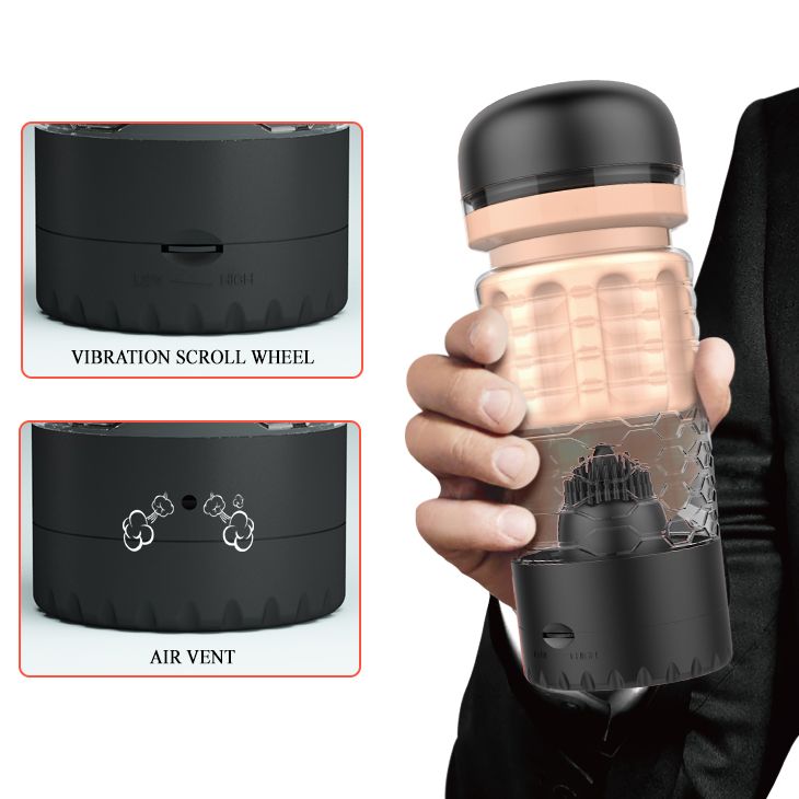 Вибромастурбатор-вагина Emily в черной колбе 9