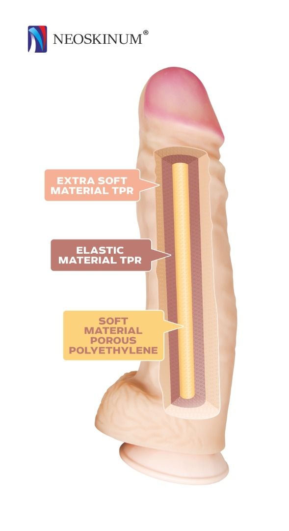 Телесный реалистичный фаллоимитатор на черных трусиках Real Big Strap-On - 34,5 см. 5