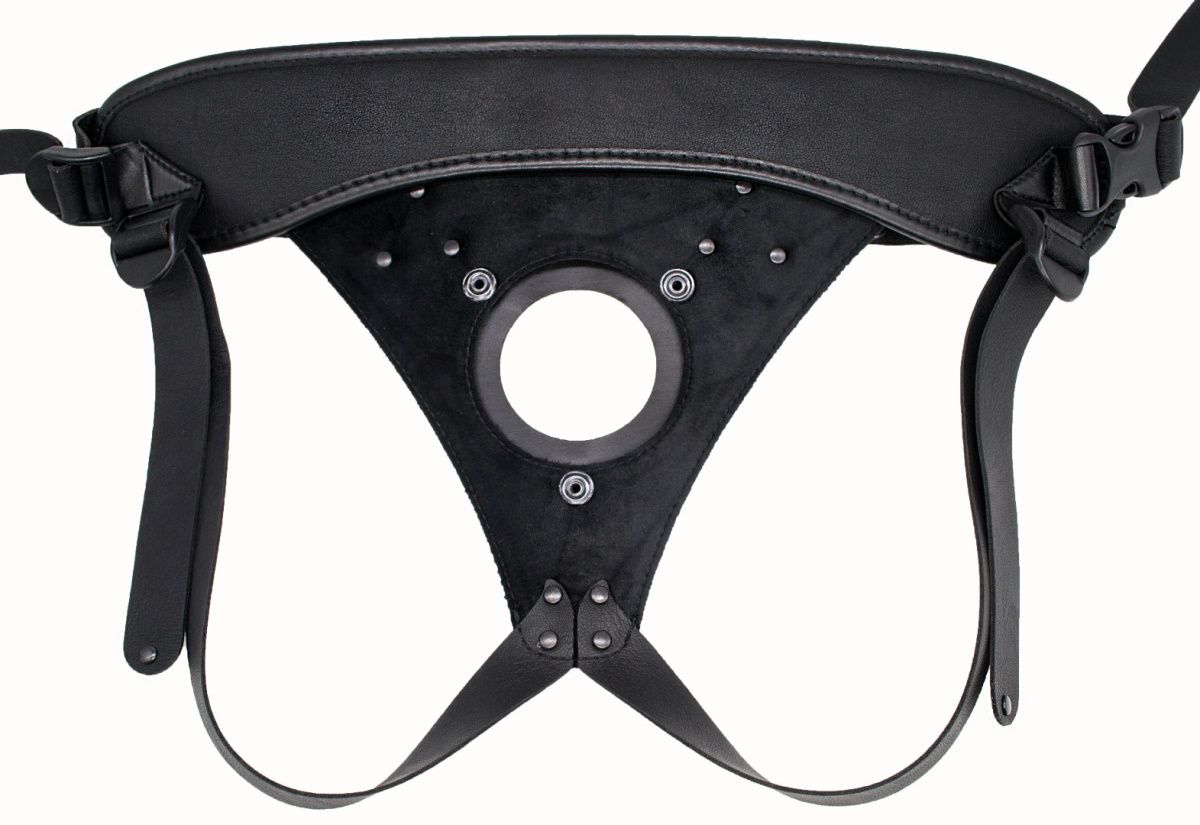 Телесный реалистичный фаллоимитатор на черных трусиках Real Big Strap-On - 34,5 см. 8