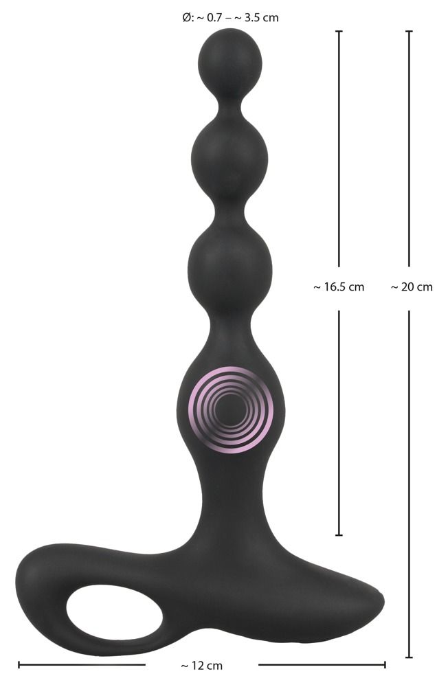Черная анальная цепочка с вибрацией Rechargeable Anal Beads - 20 см. 6