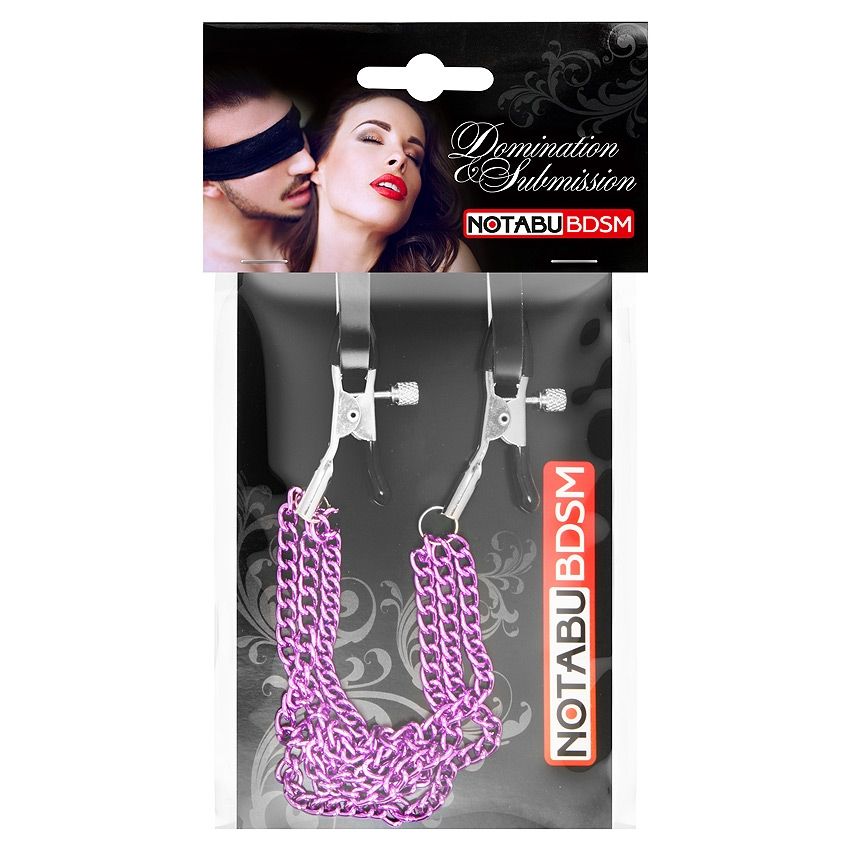 Оригинальные зажимы на соски с тройной розовой цепочкой 3