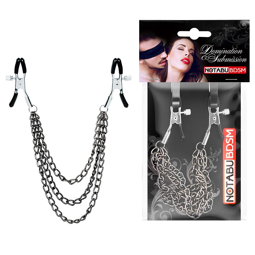 Оригинальные зажимы на соски с тройной короткой цепочкой 3