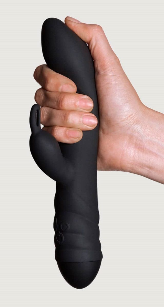 Черный вибратор с клиторальным стимулятором Twister - 23 см. 4