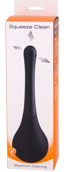 Черный анальный душ SQUEEZE CLEAN с закругленным наконечником 2