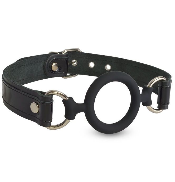 Силиконовый кляп-рамка на кожаных ремешках 1