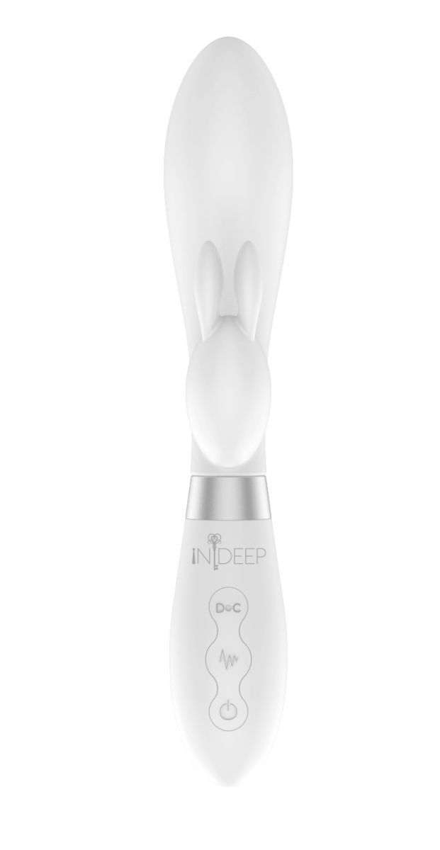 Белый вибратор-кролик Indeep Theona - 21,5 см. 3
