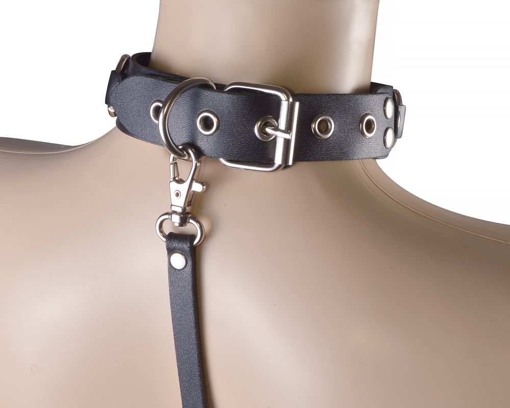 Черный кожаный ошейник "Властелин колец" 2