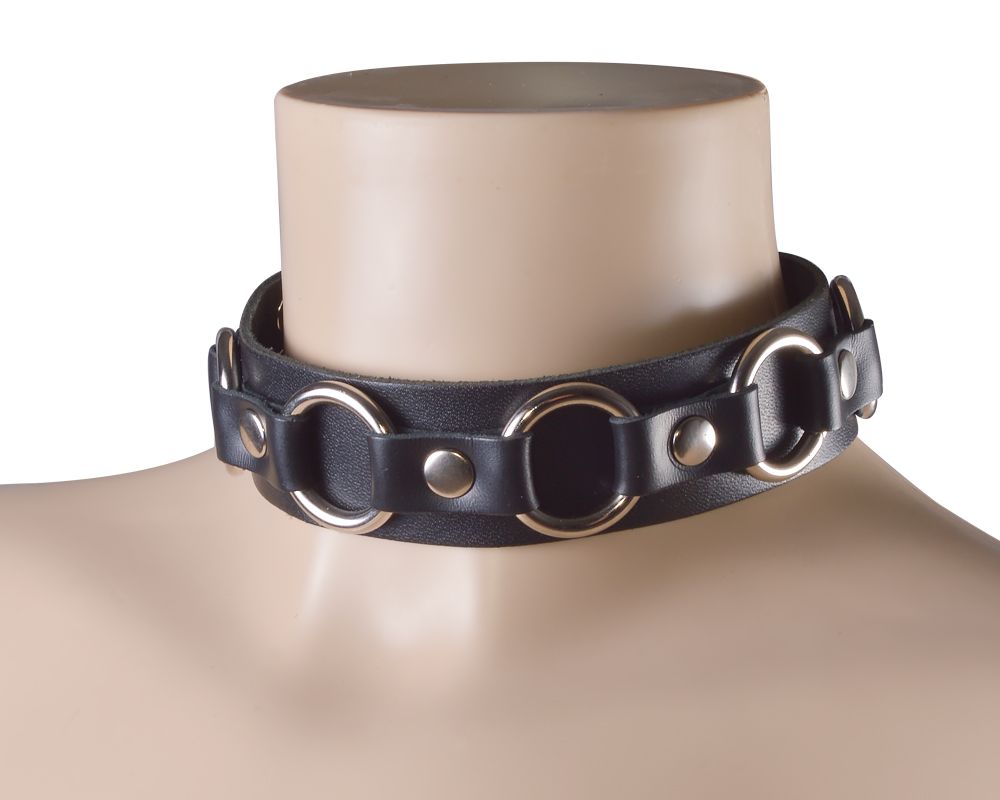 Черный кожаный ошейник "Властелин колец" 1