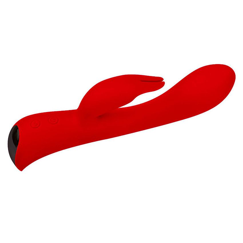 Красный вибромассажер-кролик 5" Silicone Bunny Love - 19,1 см. 3