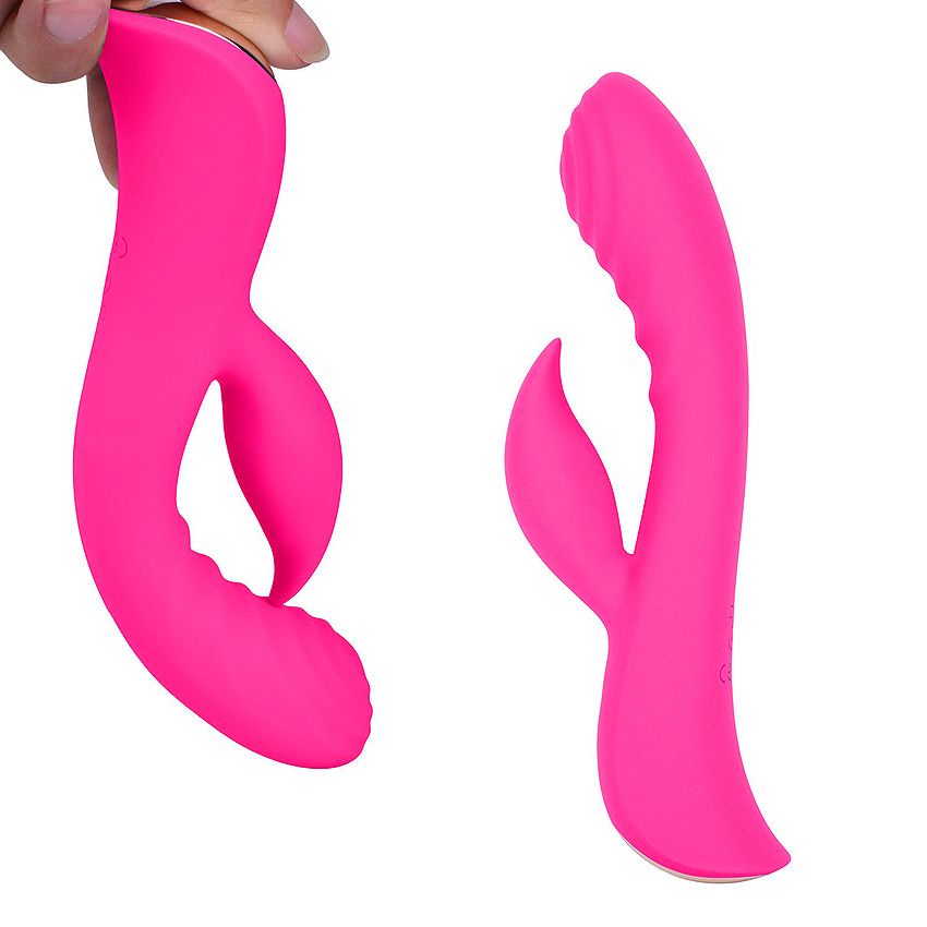 Ярко-розовый вибромассажер-кролик 5" Silicone Ripple Passion - 19,1 см. 3