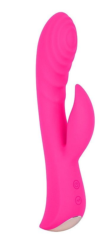 Ярко-розовый вибромассажер-кролик 5" Silicone Ripple Passion - 19,1 см.