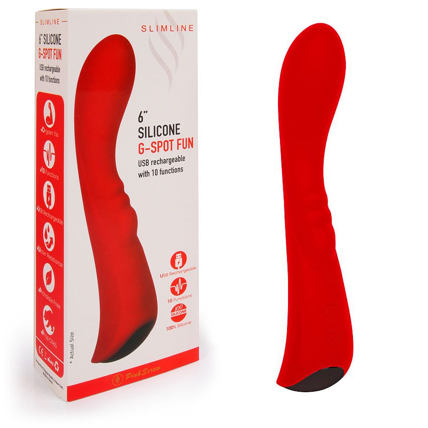 Красный вибромассажер 6" Silicone G-Spot Fun - 19,1 см. 2